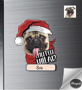 Kişiye Özel Sevimli Dostlarımız Köpek Ahşap Magnet -2