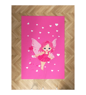 MEKTA HOME BEBEK VE ÇOCUK ODASI Peri Kız ve Kalp Desenli Halı