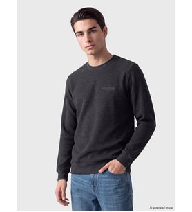 LCWAIKIKI Classic Antrasit Bisiklet Yaka Baskılı Erkek Sweatshirt