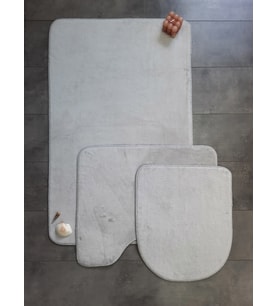 Ultrasoft Düz Gümüş Gri 3’lü Banyo Paspası Halısı Seti Kaymaz Taban Yıkanabilir