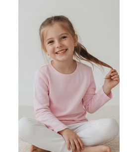 Breeze Kız Çocuk Uzun Kollu Tişört Basic 4-8 Yaş, Pembe