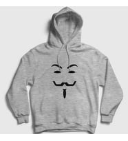 Presmono Unisex Gri Mask Film V For Vendetta Kapüşonlu Sweatshirt 256131tt (Gri)