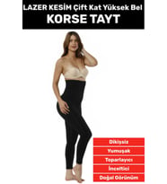 Özel Seri Doğal Görünüm Çift Kat Bel Vücut Toparlayıcı İnceltici LAZER KESİM Yüksek Bel Korse Tayt