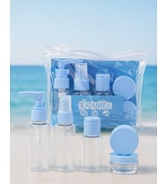 Mey İthalat® Taşınabilir Seyahat Kozmetik Şişe Seti 5 Parça Sızdırmaz Bakım Kabı