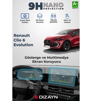 S-Dizayn Renault Clio 6 Evolution 9H Gösterge ve Multimedya Ekran Koruyucu 2026 Üzeri A+ Kalite