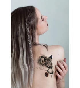 Caş Dekorasyon Kurt Figürlü Geçici Dövme Tattoo