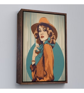 Çerçeveli Güzel Retro Kadın Tablosu (Beyaz)