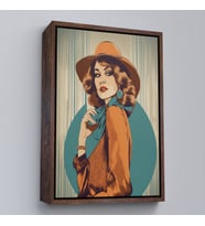 Çerçeveli Güzel Retro Kadın Tablosu (Beyaz)