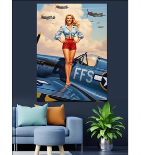 Hızlı Pin-up Kadın Dekoratif Kanvas - Mdf Ahşap Tablo