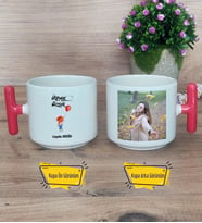 Ütopyalar Güzeldir Kupa Bardak Fotoğraflı T Kırmızı Kulplu Arkadaşa Sevgiliye Kardeşe Doğum Günü Hediyesi