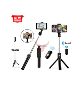 Bluetooth ile kontrollü 70 cm Selfie Çubuğu ve Tripod seti