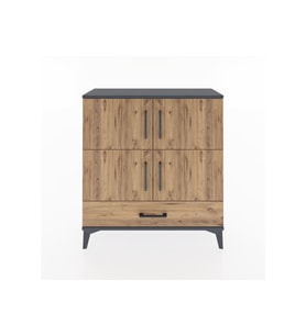 Arges Şifonyer 4 Raflı Tek Çekmeceli 4 Kapaklı 88x30x96 Antrasit-Çam
