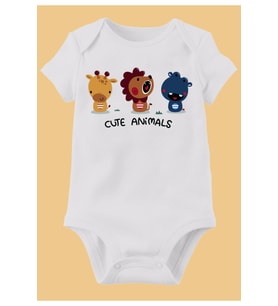 Unisex Bebek Beyaz Organik Baskılı Pamuklu Body