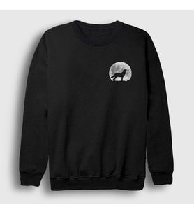 Presmono Unisex Siyah Howl Moon Wolf Kurt Sweatshirt 306998tt
