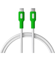Coral Type C-C Power Delivery Hızlı Şarj Kablosu, Beyaz Kablo, Beyaz/Yeşil Uçlar (150 CM)