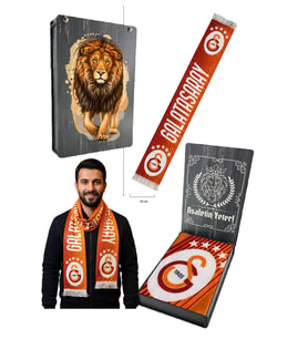 GALATASARAY ORİJİNAL LİSANSLI 5 YILDIZ KIRMIZI ŞAL ATKI UV KUTU HEDİYELİ