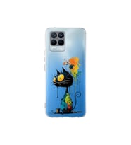 Realme 8 Pro ile Uyumlu Splash Kedi Tasarımlı Şeffaf Silikon Kılıf