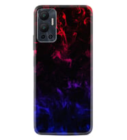 Infınix Hot 12 Kılıf Silikon Desen Özel Seri Blue Red Fire 1637