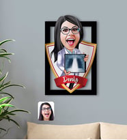 BK Gift Kişiye Özel İsimli Kadın Radyolojist Karikatürlü 3D Ahşap Tablo-1