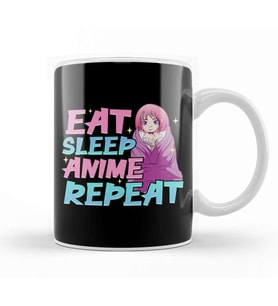 Funny Anime Obsessed Girl Eat Sleep Anime Repeat Kupa Bardak Porselen