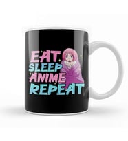 Funny Anime Obsessed Girl Eat Sleep Anime Repeat Kupa Bardak Porselen