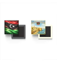 Buzdolap Magnetleri - Libya Bayrağı ve Trablus Retro Tema - 2'li Set Magneti