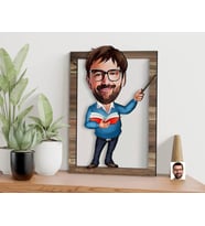 BK Gift Kişiye Özel Erkek Öğretmen Karikatürlü 3D Ahşap Tablo, Sevgiliye Hediye, Arkadaşa Hediye, Yıl Dönümü Hediyesi, Doğum Günü Hediyesi-3