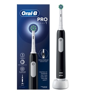 Oral-B Pro Serisi 1 Siyah Elektrikli Diş Fırçası, 1 Diş Fırçası Başlığı, Braun Tasarımı