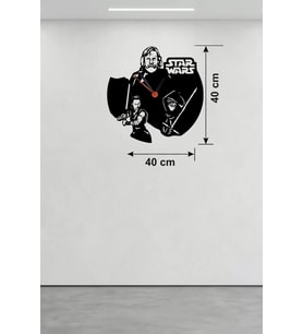 Wars Temalı Ahşap Duvar Saati - 40X40 Cm Kesim Dekoratif