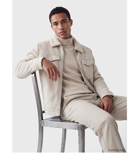LC WAIKIKI Beyaz Regular Fit Kürk Yaka Süet Erkek Mont