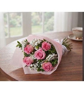 PEMBE BUKET KAĞITTA 5 PEMBE GÜL