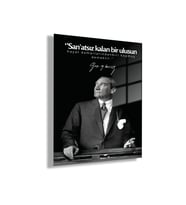 Temperli Gerçek Cam Tablo Makam Panosu Atatürk Sözleri Sanatsız kalan bir ulusun