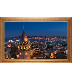 Çerçeveli Paspartulu Manzara Tablo ah1857 (Gold)