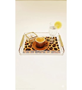 Leopard Tray -S- Leopar Desenli Dekorasyon ve Sunum Tepsisi (Kahverengi-Leopar)