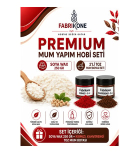Premium Mum Yapım Hobi Seti - Soya Wax 250 gr - 2'li Toz Mum Boyası Seti - Kırmızı, Kahverengi BKFABSW2502KKH