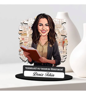 En Başarılı Kadın Teknoloji Öğretmenine Hediye Karikatürlü Biblo