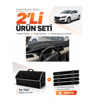 e-biz PEUGEOT 508 (2010-2018) Uyumlu Torpido Örtüsü + Tay Tüyü Bagaj Çantası - Siyah-Gri - PE015