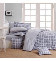 Keep London Dolce Sleep Series Natural Cotton(Doğal Pamuk) Çift Kişilik Nevresim Takımı-Gri (Desenli)