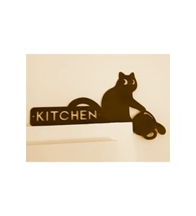 "Kitchen" Yazılı Kedi Figürlü Mutfak Dekoru