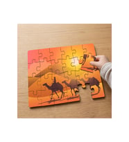 Çölde Yürüyen Deve Silüetleri Tasarımlı 24 Parça Ahşap Çocuk Puzzle