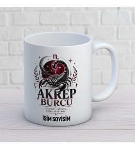 Kişiye Özel Akrep Burcu Tasarımlı İsimli Seramik Kupa Bardak