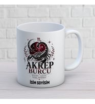 Kişiye Özel Akrep Burcu Tasarımlı İsimli Seramik Kupa Bardak