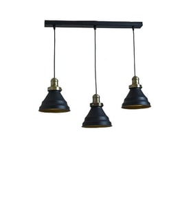 Dylight Retro Metal Siyah 3 Lü Masa Üstü Sıralı Dekoratif Rustik Sarkıt Avize genişlik 60 cm