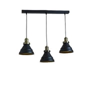 Dylight Retro Metal Siyah 3 Lü Masa Üstü Sıralı Dekoratif Rustik Sarkıt Avize genişlik 60 cm