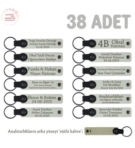Cinsiyet Partisi Katılımcılarına, 38'li Set, Kişisel Mesaj Eklenebilir Anahtarlık, Beyaz & S Kahve