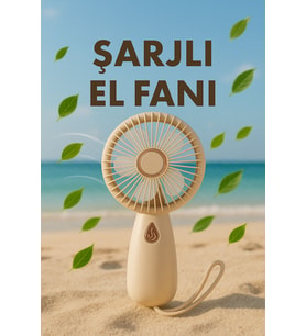 Şarjlı Sessiz Güçlü El Fanı Mini Taşınabilir USB Vantilatör 5 Pervaneli Fan