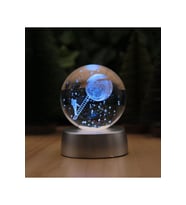Ledli USB'li Plastik Standlı Merdivenle Aya Çıkan Astronot Temalı Küre Renkli RGB 3D Oda Gece Lamba (Karışık)