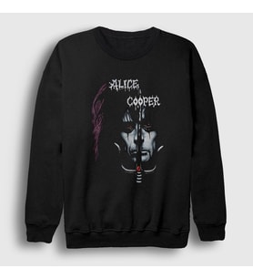 Presmono Unisex Siyah Dragontown Sai Alice Cooper Sweatshirt 496801tt