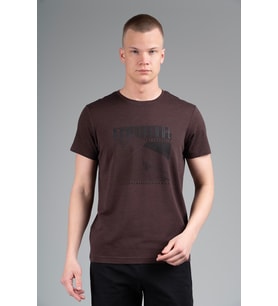 Maraton Regular Erkek Bisiklet Yaka Koyukahve- T-shirt