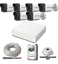 Hıkvısıon 6 Kameralı 2mp Ip Kamera Seti 1080P Mikrofonlu 1tb HDD (Beyaz-Siyah)